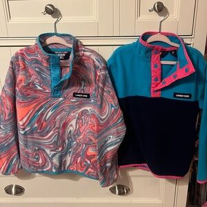 2- Lands End (XS 4-5) little kids fleece 3/4 snap pullovers